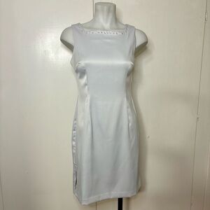 Vintage 90s Silver Mini Dress with Rhinestone studded trim
